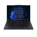 Black laptop with a visible brand logo on a white background