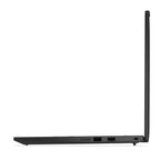Side view of a black laptop on a white background