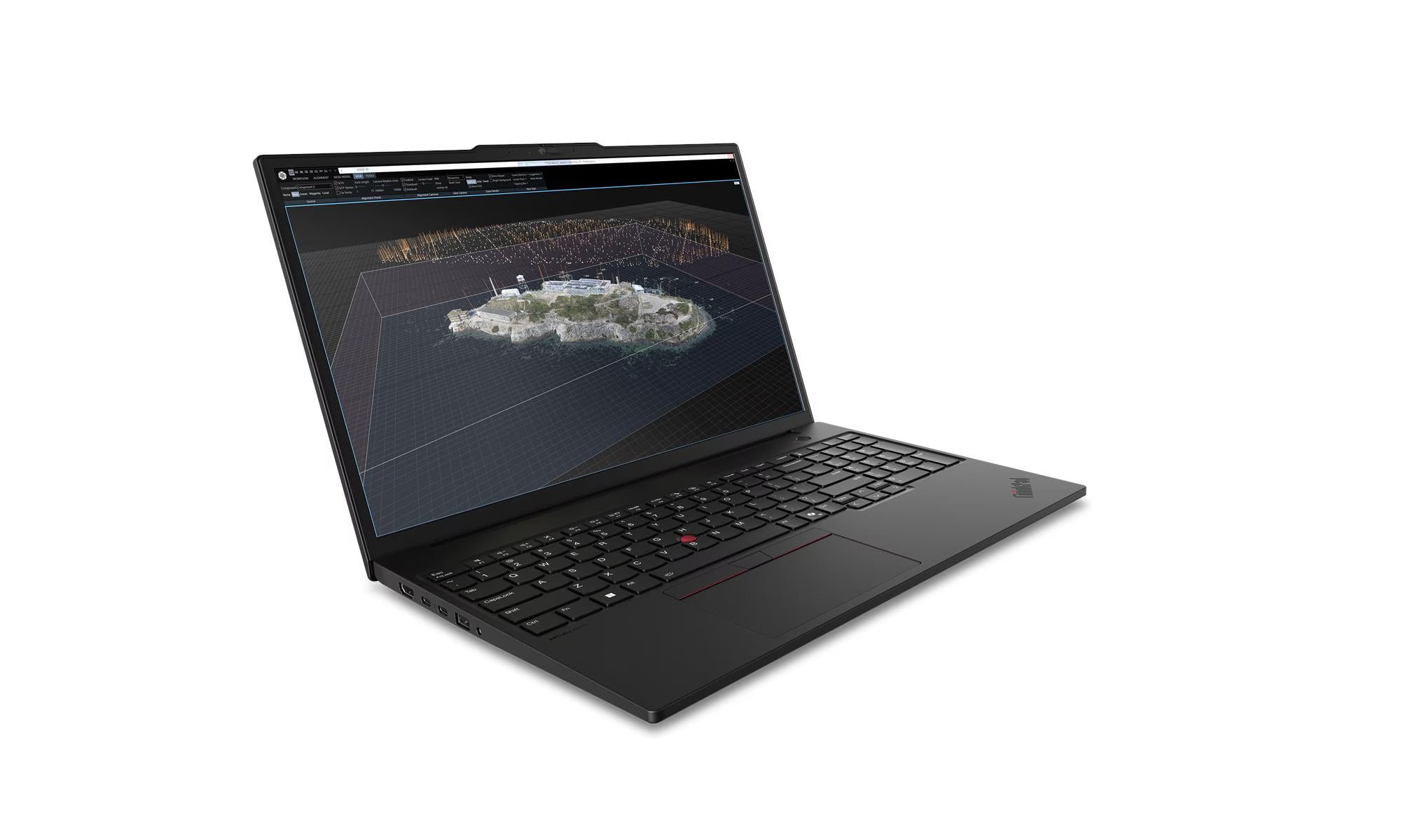 Black laptop on a white background