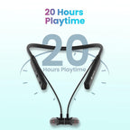 Toreto TOR-300 Beta Lite Wireless Bluetooth 5.0 Neckband Headset with ENC Noise Cancelling Mic Upto 20Hrs Playtime - Black