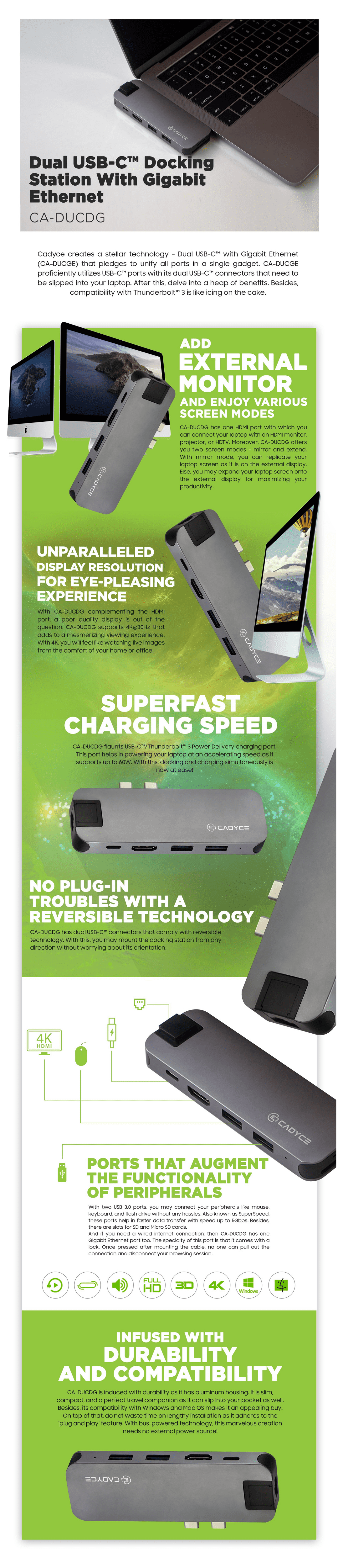 Cadyce CA-DUCDG Dual USB-C Docking Station displayed in untitled design view