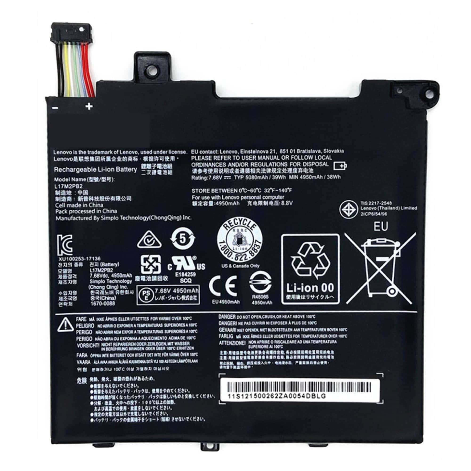 Lenovo L17M2PB2 Original OEM 5070mAh 7.7V 39Wh 2 Cell Laptop Battery