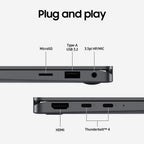 Laptop ports diagram with labels on a white background