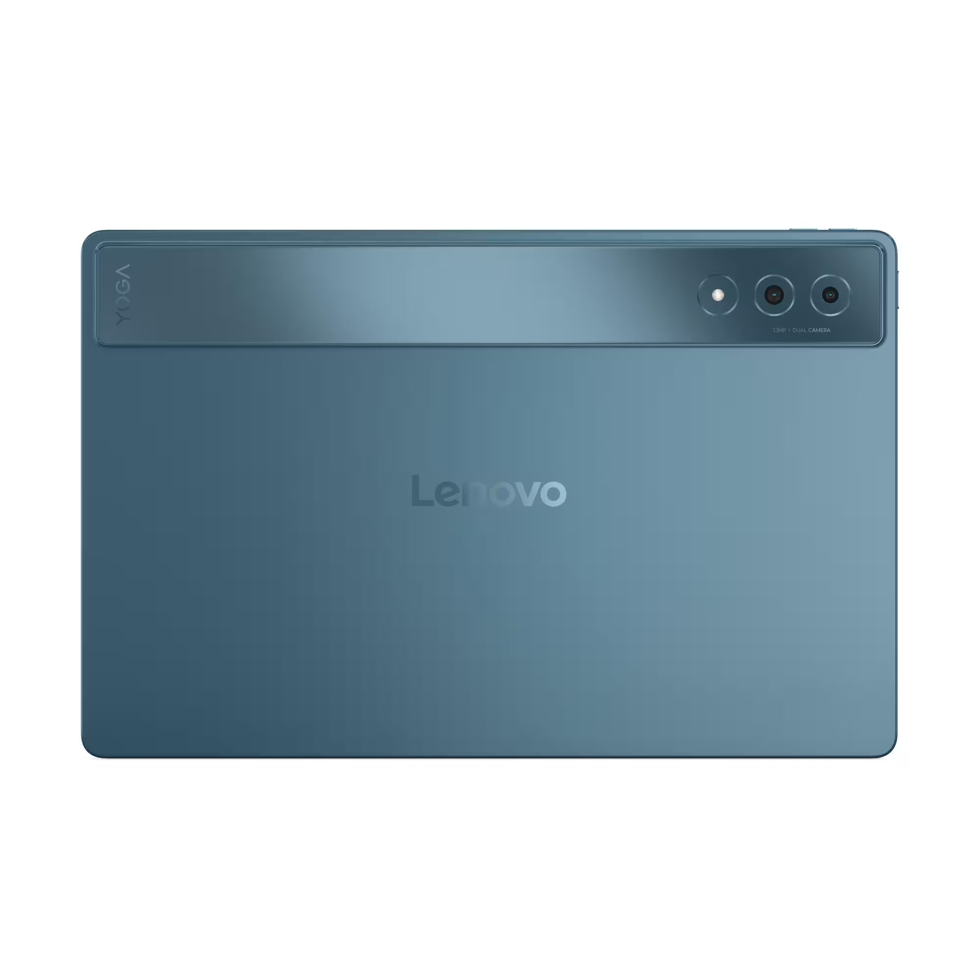 Lenovo tablet with a blue back on a white background