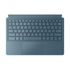 Blue keyboard cover with trackpad on a white background