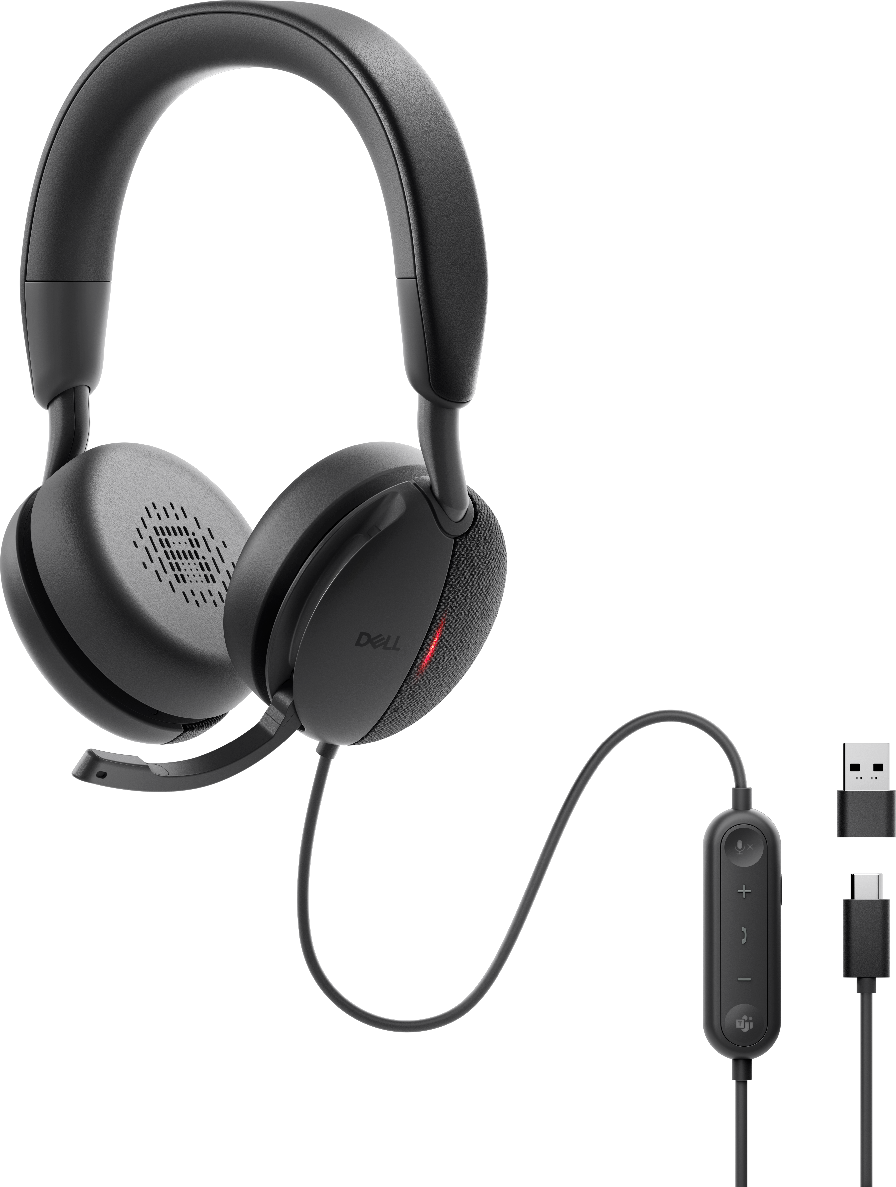 Dell Pro WH5024 Wired Leatherette Headband Active Noise Cancellation Headset with Microphone - Black