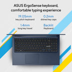 ASUS ErgoSense keyboard with key specifications on a white background