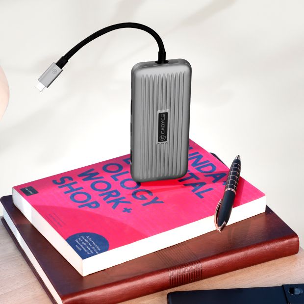 Cadyce CA-C4VIEW docking station in c4view image, top‑down view of all connectivity ports