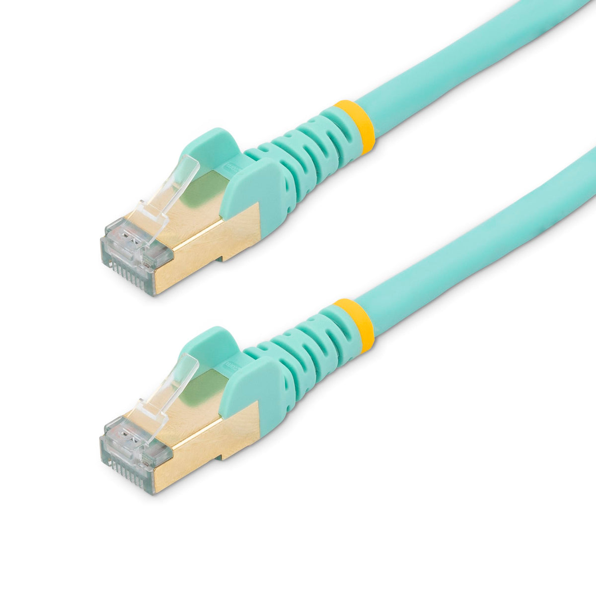 StarTech C6ASPAT10AQ 10ft Cat6a Shielded Ethernet Cable coiled on a plain background
