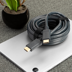Side view of CADYCE 2 m black HDMI cable with Ethernet, highlighting cable sheath