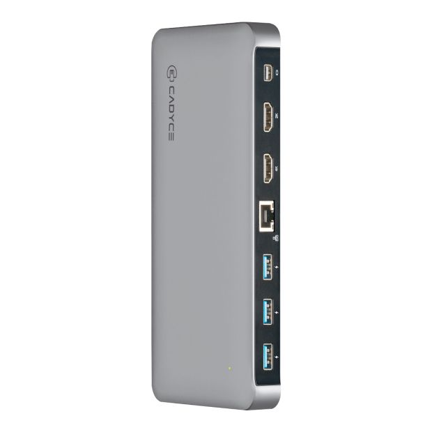 Angled side view of Cadyce CA‑CDPRO docking station with ports visible