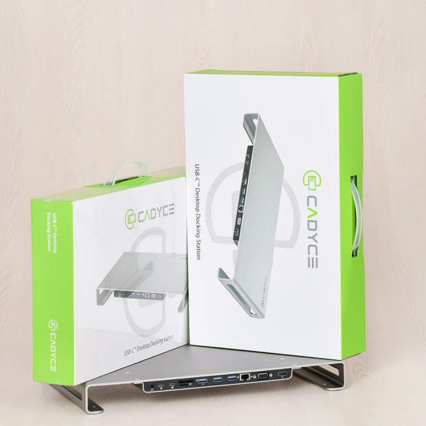 Cadyce CA-DDS USB-C Desktop Docking Station side angle revealing USB‑C Power Delivery port