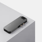 Cadyce CA-DUCDG Dual USB‑C Docking Station rear perspective showing cable connections