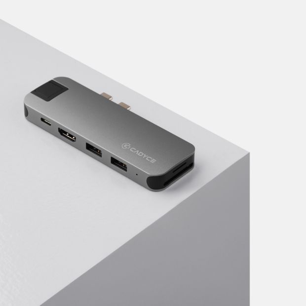 Cadyce CA-DUCDG Dual USB‑C Docking Station top‑down view of port layout