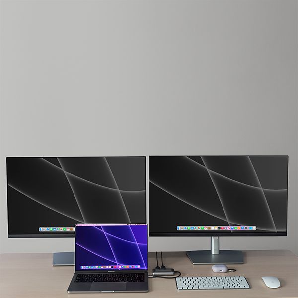Close‑up of the CADYCE USB‑C to Dual DisplayPort Converter (CA‑DUDP8K) focusing on the connector ends and port layout