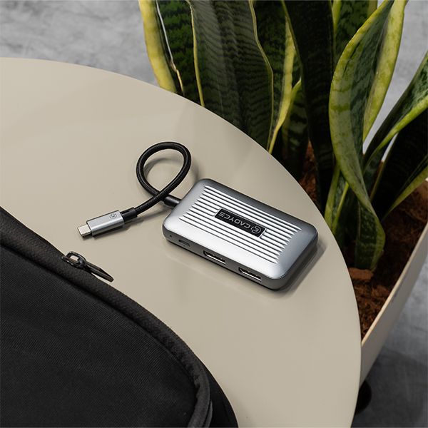 CADYCE USB‑C to Dual DisplayPort Converter (CA‑DUDP8K) displayed with a subtle lighting effect to accentuate its premium