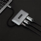 CADYCE CA-DUHD4K USB‑C to Dual HDMI device with integrated 150mm cable coiled beside it
