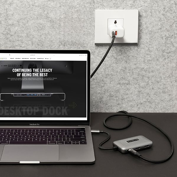 CADYCE CA-DUHD4K USB‑C to Dual HDMI converter packaged with branding graphics