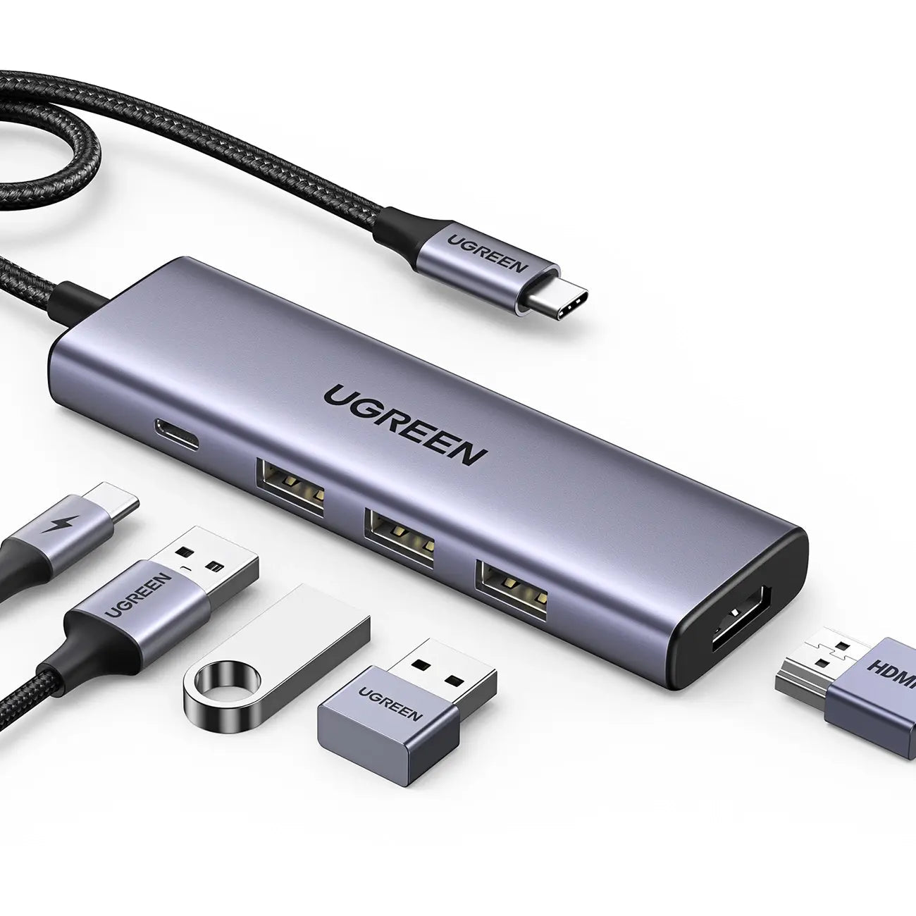 UGREEN 5-in-1 USB-C Multiport Dock 4K@60Hz HDMI 100W Power Delivery 3x USB-A 3.0 MacBook Pro iPad Pro Surface XPS ThinkPad 15597