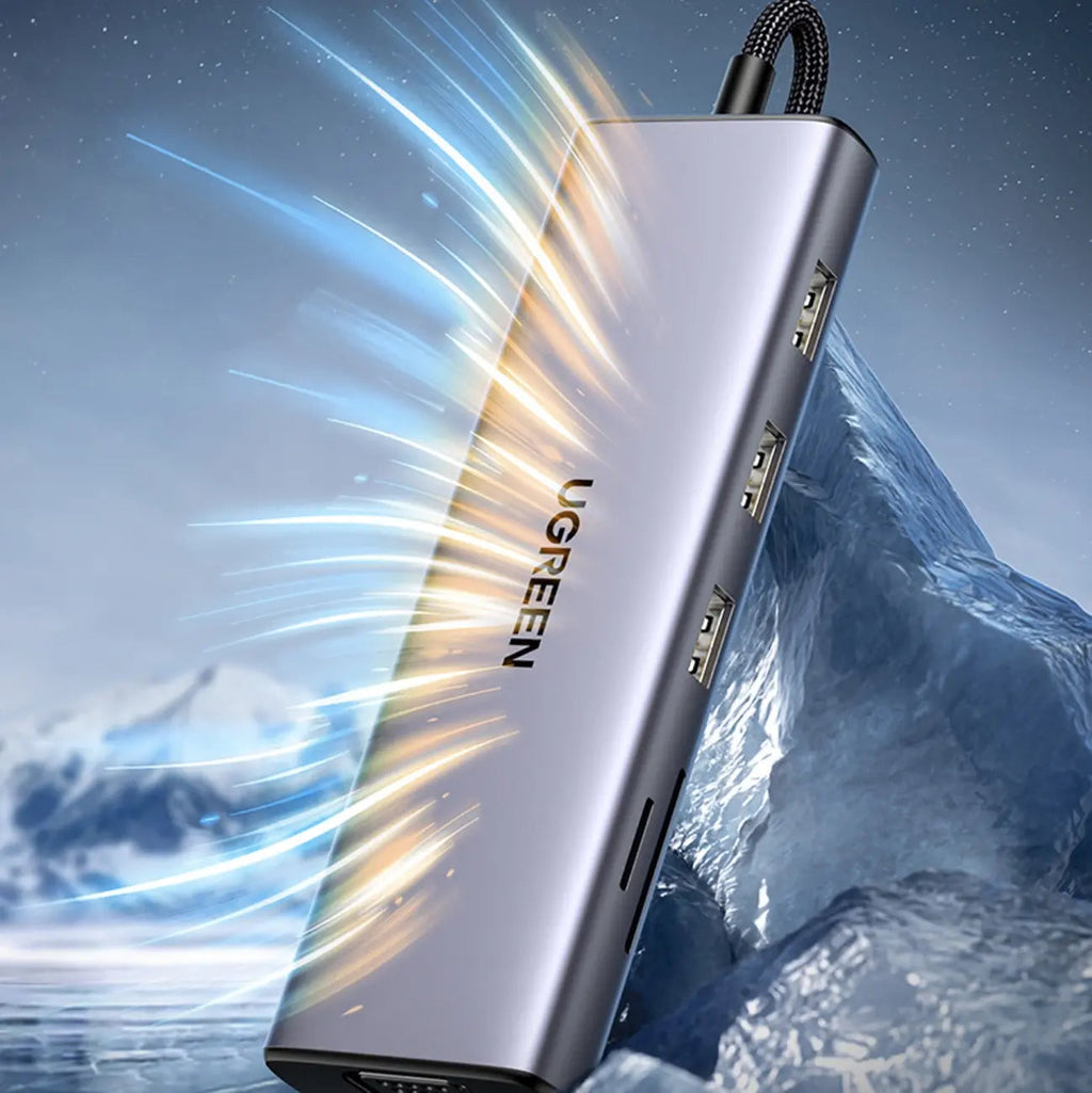 UGREEN 9-in-1 USB-C Docking Station 4K HDMI 100W PD 5Gbps USB 3.0 SD/TF Gigabit Ethernet Audio MacBook Windows Chromebook 15600