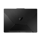Black laptop with a brand logo on a white background