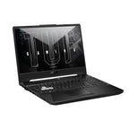 Black gaming laptop with visible brand logo on a white background