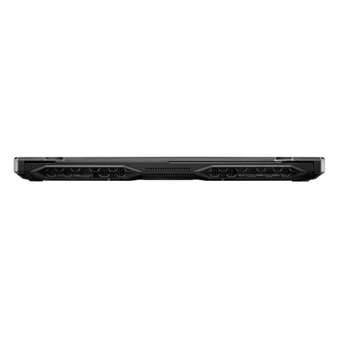 Black gear-like object on a white background