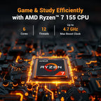AMD Ryzen 7 1550 CPU promotional graphic showing a central processor chip on a dark circuit-board background with glowing orange highlights and text reading 'Game & Study Efficiently with AMD Ryzen 7 1550 CPU', '6 Cores', '12 Threads', and 'Up to 4.7 GHz'.