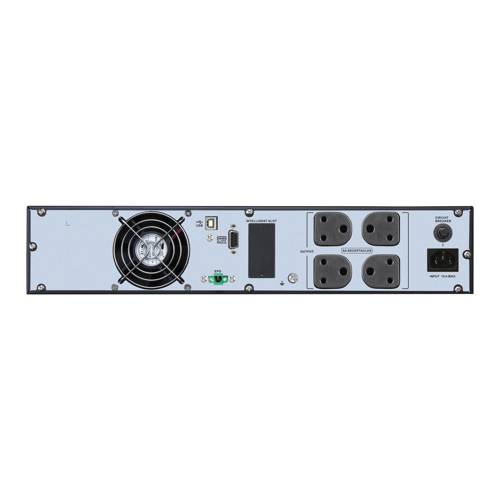 APC Easy UPS On-Line SRVL1KRI-IN - 1000VA/ 900W |230V | 4 India 3-pin 6A Outlets | Lithium-ion | Rack/Tower 2U | Intelligent Card Slot | Visual LCD and Audible Alarms | W/O rail kit | 3 years Warranty