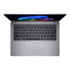 Laptop with a colorful display on a white background