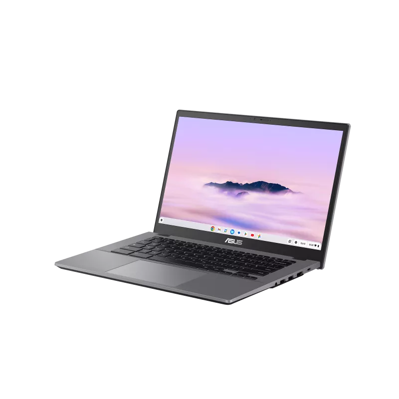 Laptop with a scenic display on a white background