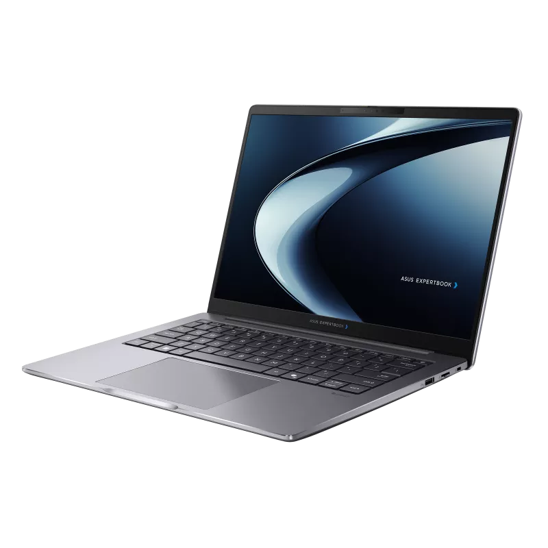 Laptop with a reflective screen on a white background