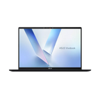 An ASUS Vivobook laptop shown open and centered on a plain white background, with the screen on and displaying the ASUS Vivobook branding.