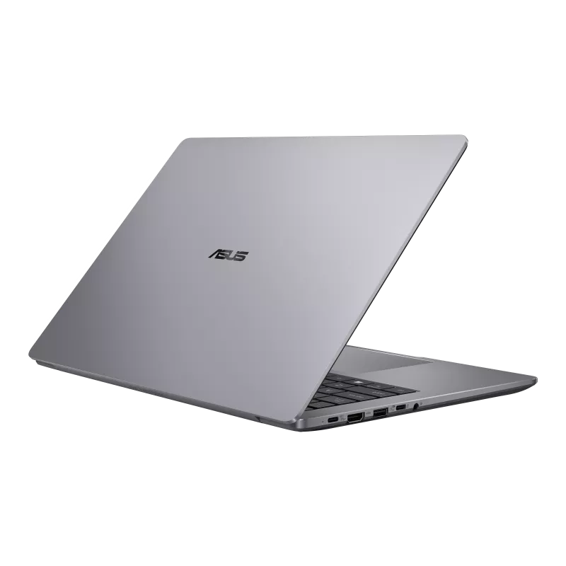 Silver laptop with ASUS logo on a white background