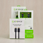 CADYCE black HDMI cable with Ethernet laid flat, 2 m, displaying both connectors