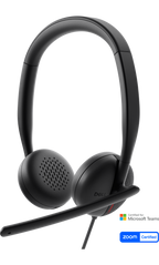 Dell WH3024 Wired Lightweight Headband AI-Based Noise Cancellation Headset with Microphone - Black