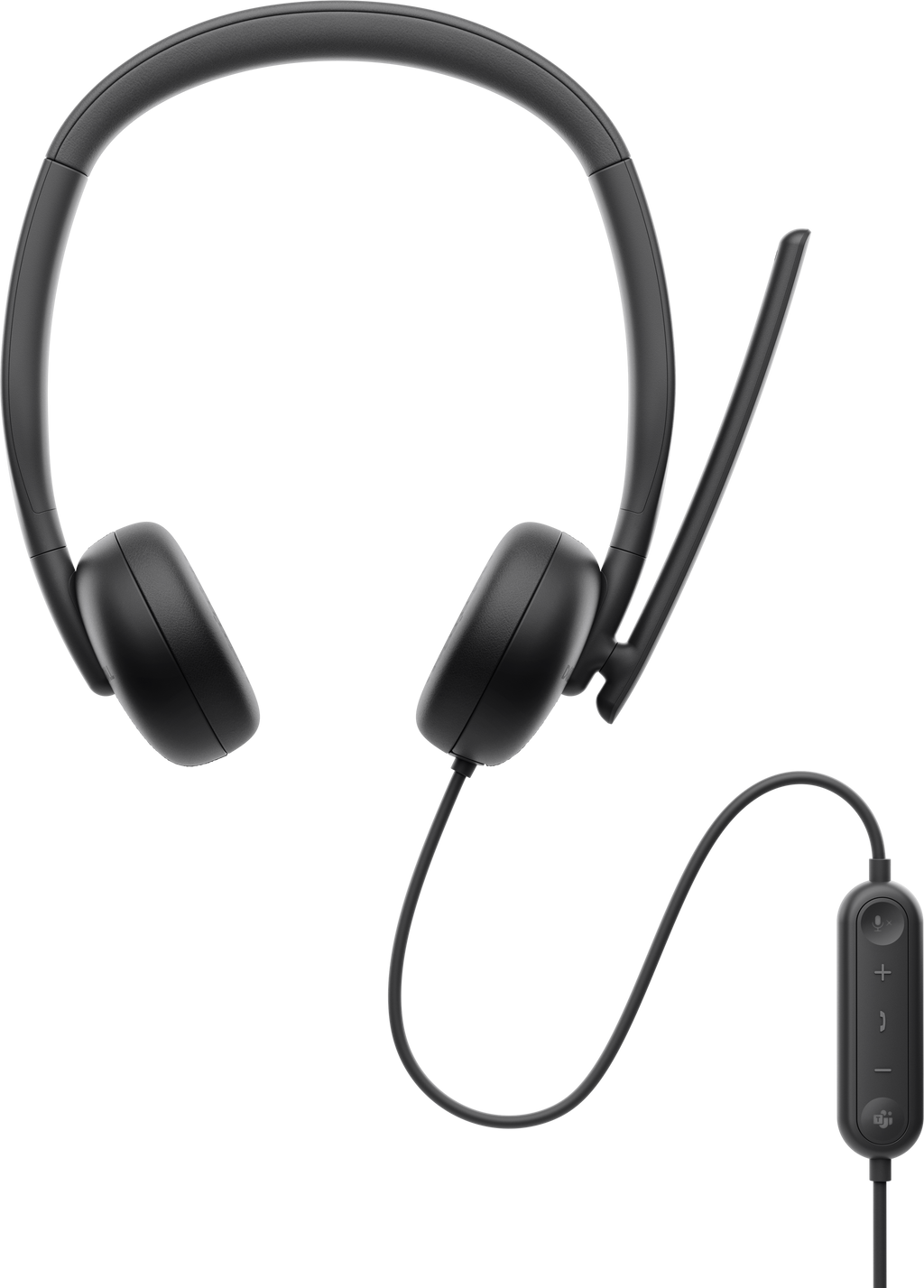 Dell WH3024 Wired Lightweight Headband AI-Based Noise Cancellation Headset with Microphone - Black
