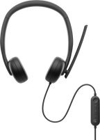 Dell WH3024 Wired Lightweight Headband AI-Based Noise Cancellation Headset with Microphone - Black