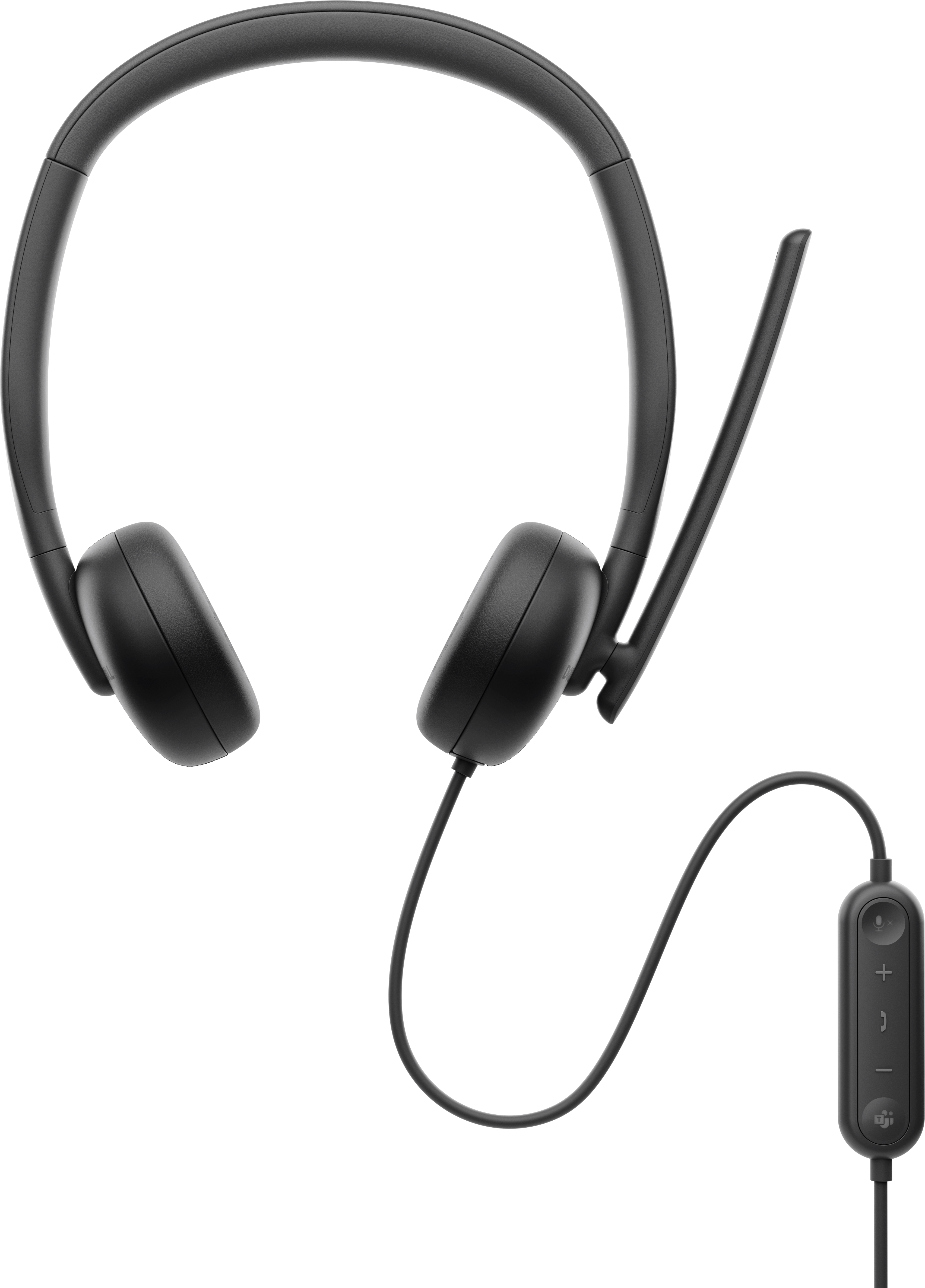 Dell WH3024 Wired Lightweight Headband AI-Based Noise Cancellation Headset with Microphone - Black
