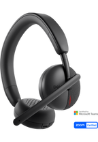 Dell WL3024 Wireless Leatherette Headband AI-Based Noise Cancellation Headset with Microphone - Black
