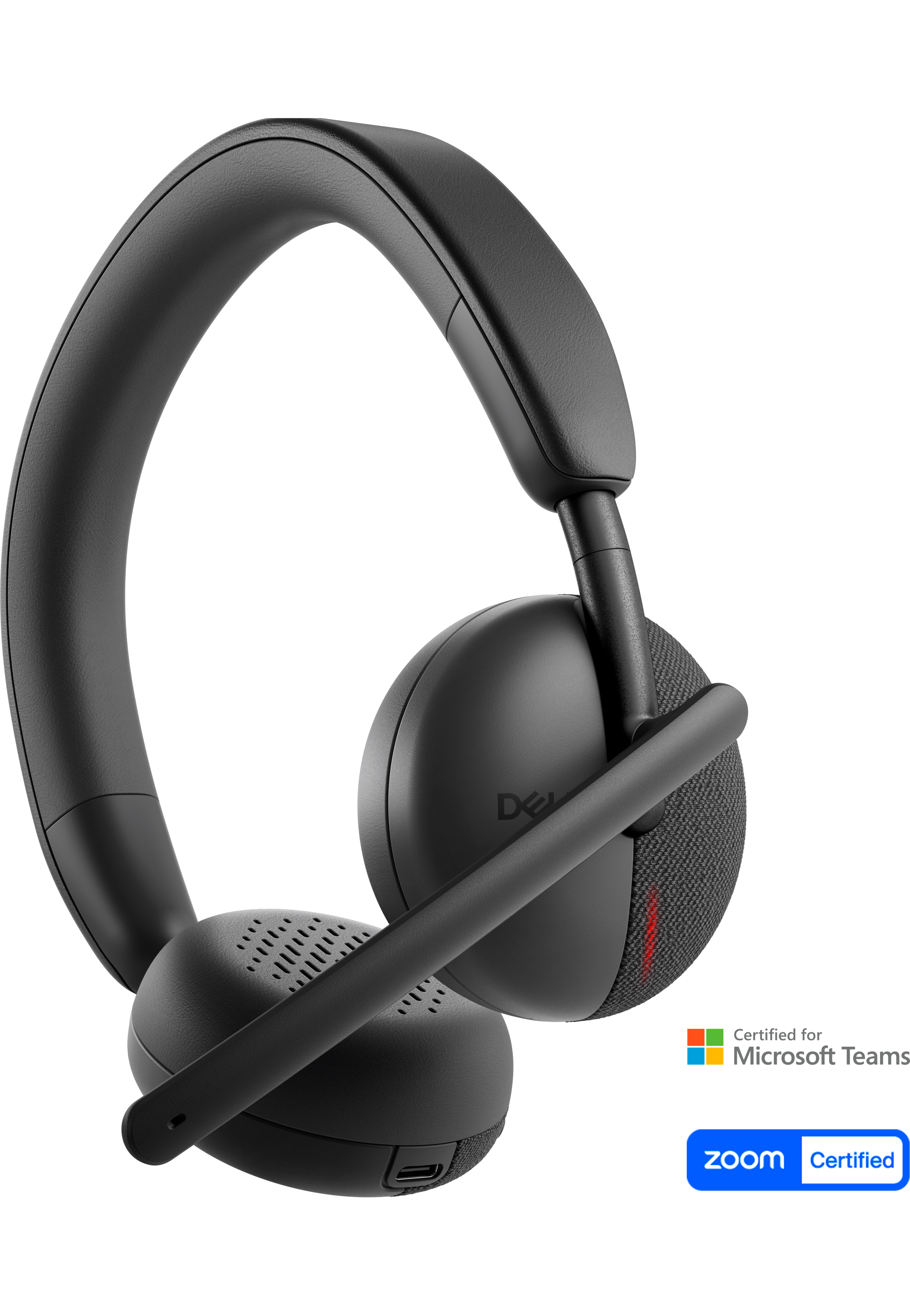 Dell WL3024 Wireless Leatherette Headband AI-Based Noise Cancellation Headset with Microphone - Black