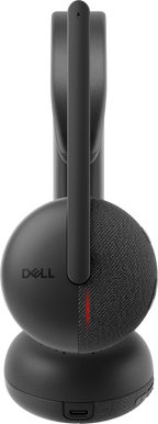 Dell WL3024 Wireless Leatherette Headband AI-Based Noise Cancellation Headset with Microphone - Black