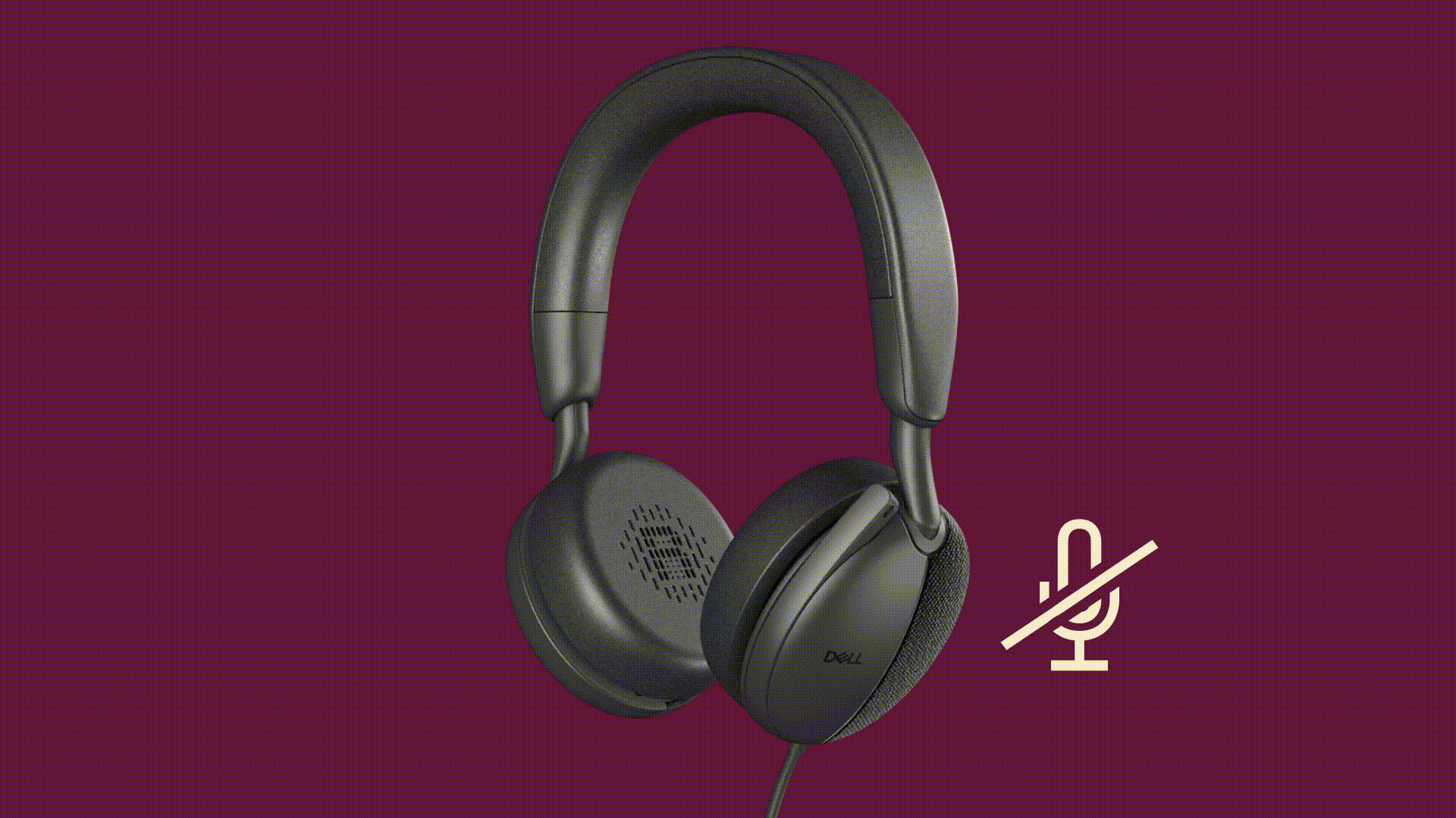 Dell Pro WH5024 Wired Leatherette Headband Active Noise Cancellation Headset with Microphone - Black