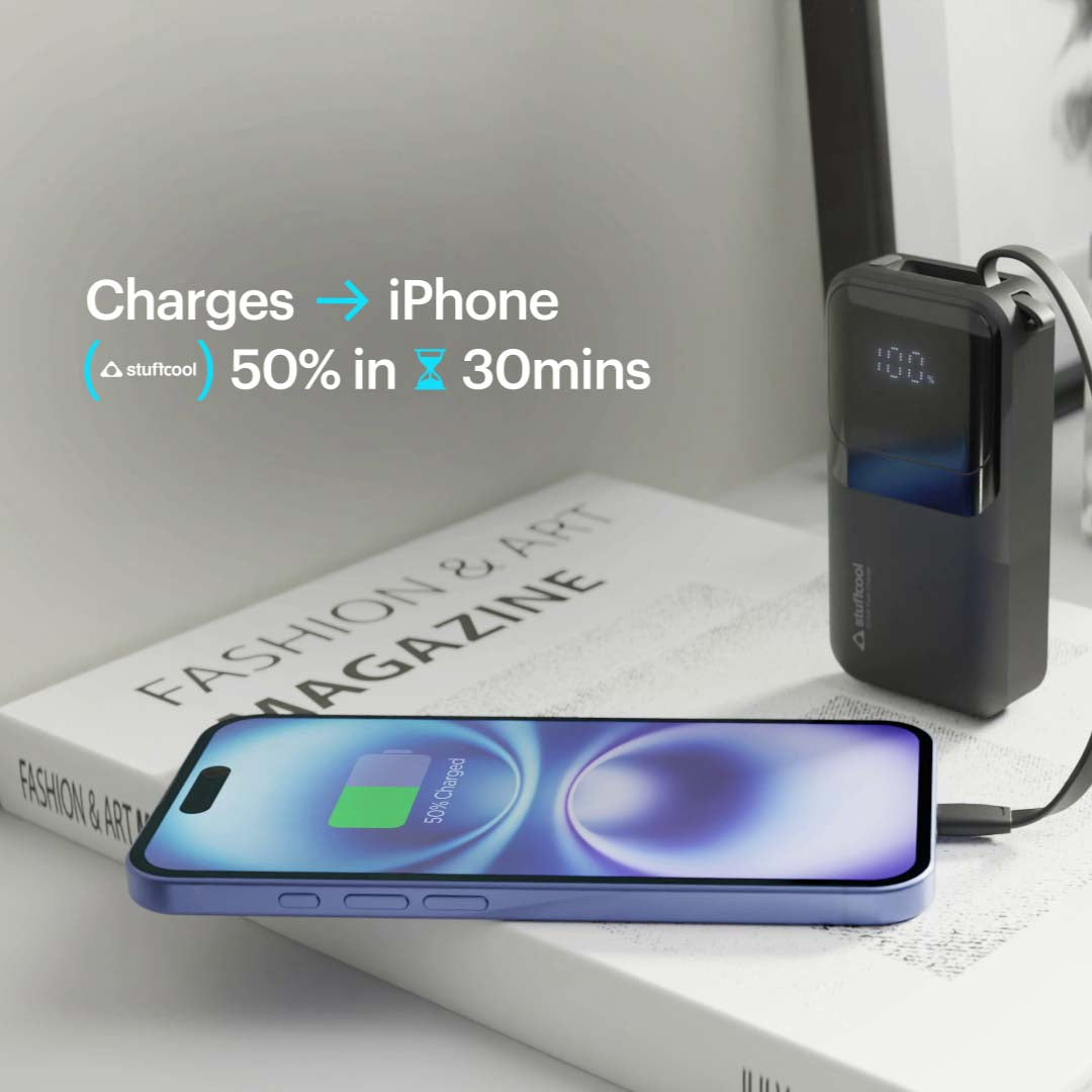 Mito Plus Mini 10000mAh Powerbank with Built-in Type-C Cable and 22.5W Fast Charging