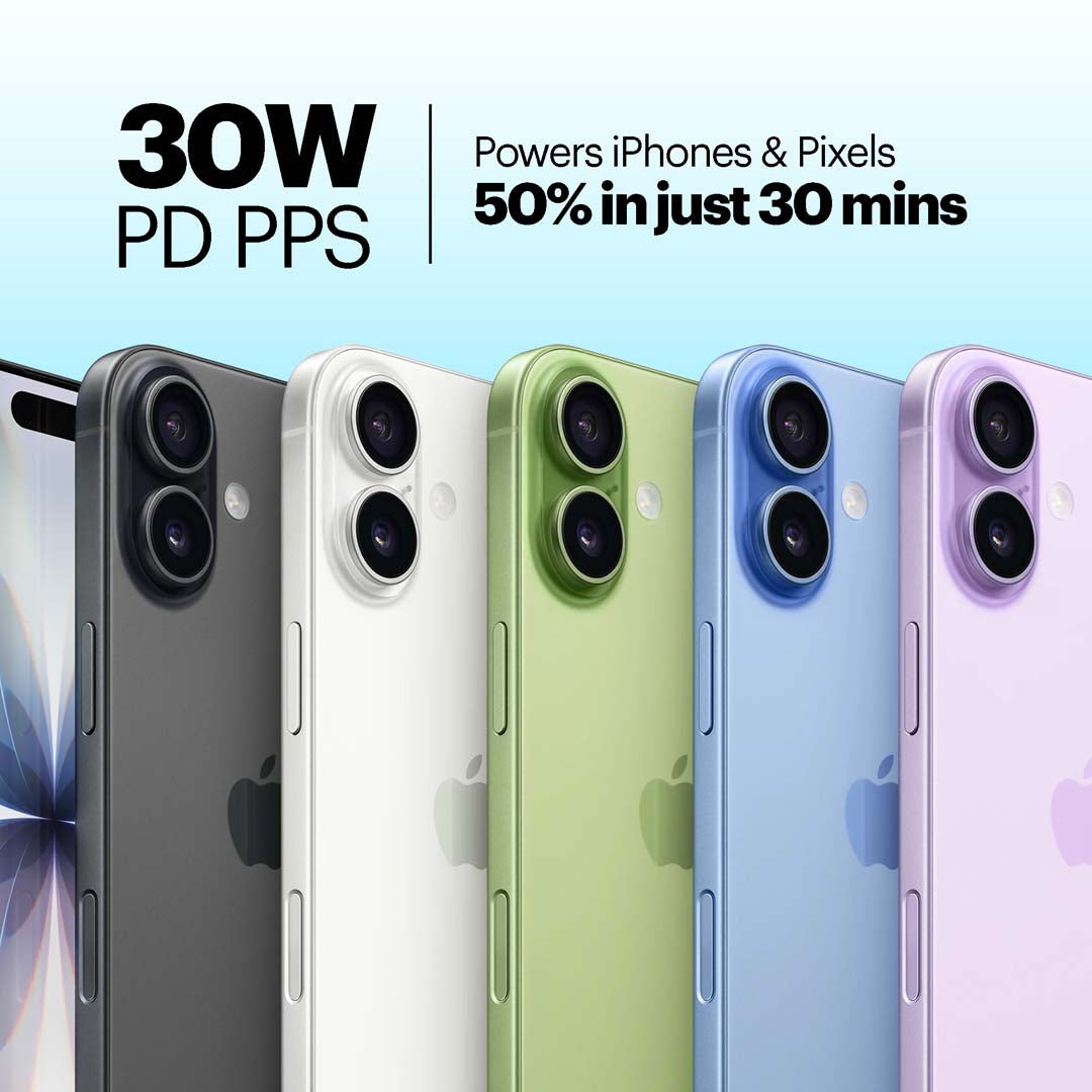 Zeno 30W GaN Wall Charger with USB-C Port & Built-in Retractable Type-C Cable