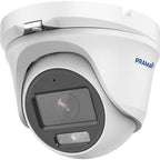 A white dome security camera with a dark gray lens cover and the brand name 'PRAMAR' printed in blue on the side, shown against a plain white background.