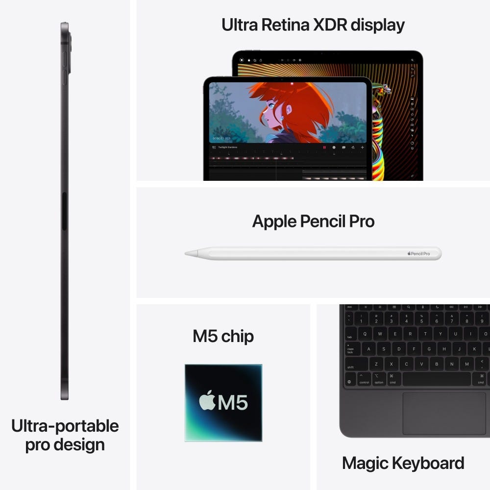 Apple iPad Pro (M5) 2025 (11 Inch | 28.22 cm | 1TB | Wifi | Nano-texture Glass | Ultra Retina XDR Display | Silver) MDWT4HN/A