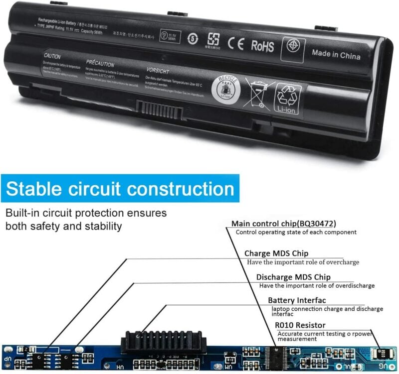Dell Original 11.1V 56Wh 4840mAh 6 Cell Laptop Battery for XPS 14 & XPS 14 L401X