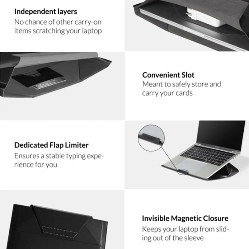 MOFT Ultra-Slim Laptop carry Sleeve: Elevate Your MacBook Experience with Expandable Storage, Adjustable Angles  Compatible From -13.3 - 16 inch