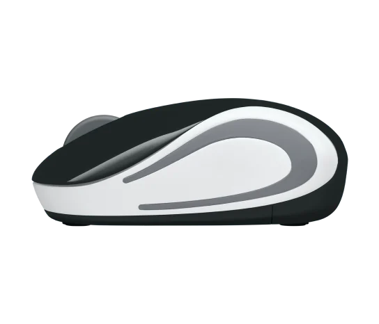 Black and white computer mouse on a plain background